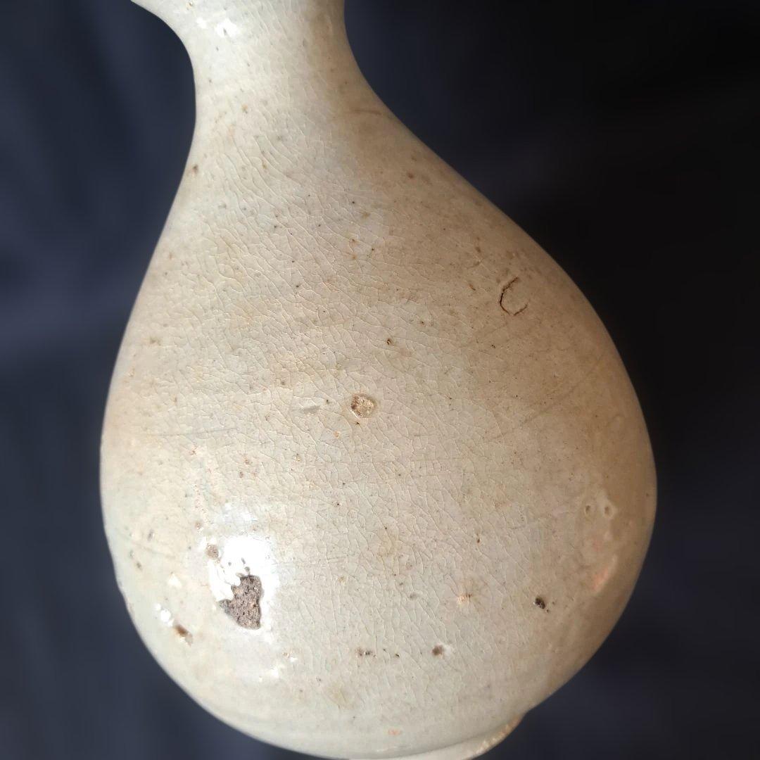 「特別出品！ これぞ骨董！」 李朝 白磁徳利 (幅13cm 高さ20cm) 骨董