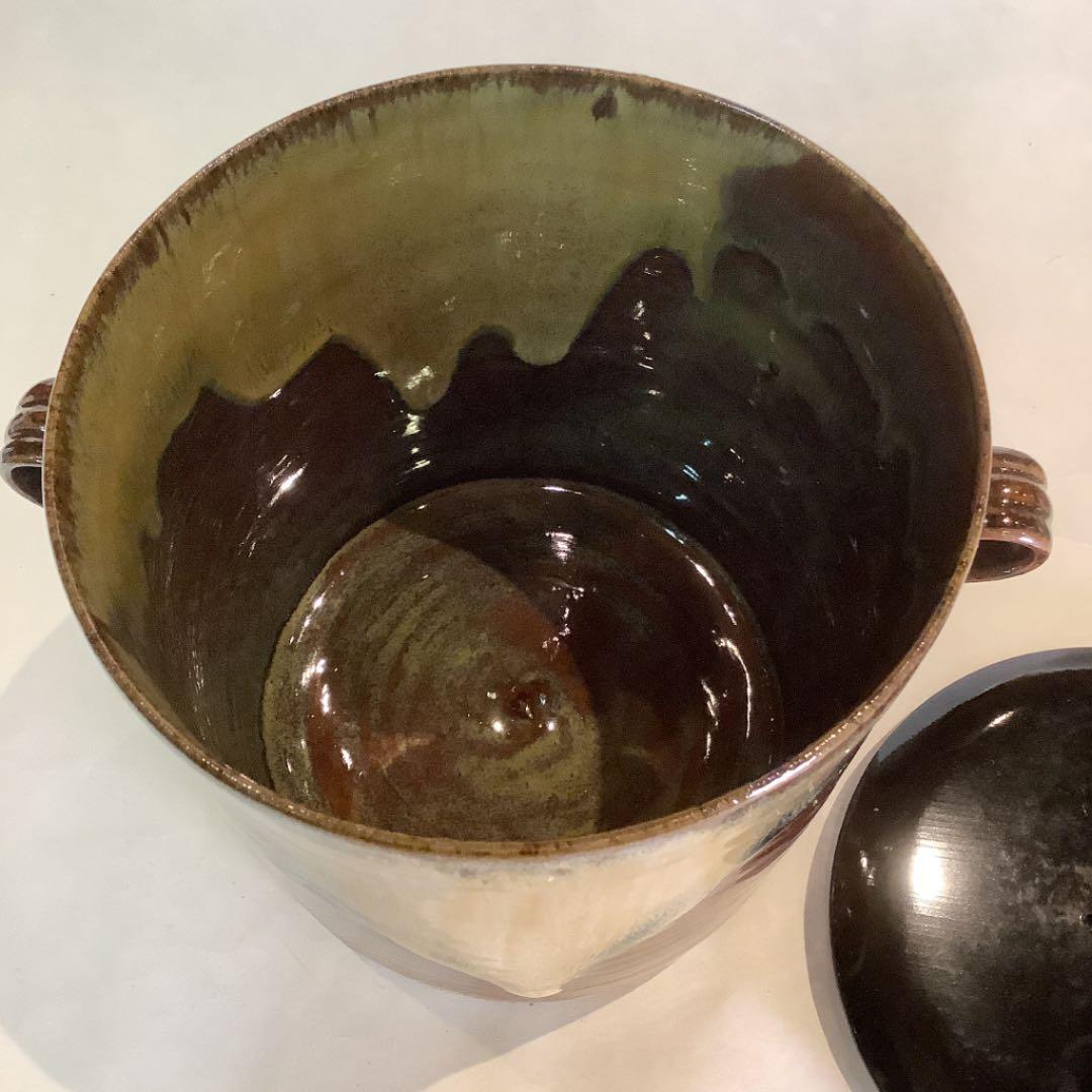 【茶道具】鬼丸雪山作　高取焼　耳付水指　塗蓋