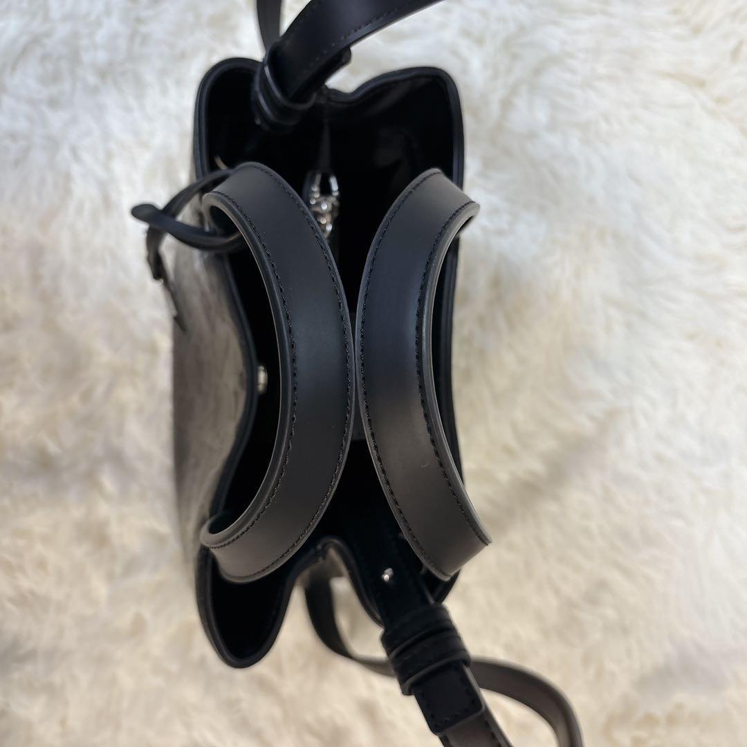 アルマーニ オールオーバー エンボスロゴ 2way ハンドバッグ ショルダー 黒