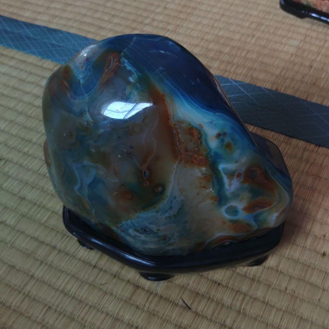 天然石 インテリア装飾 青 オレンジ