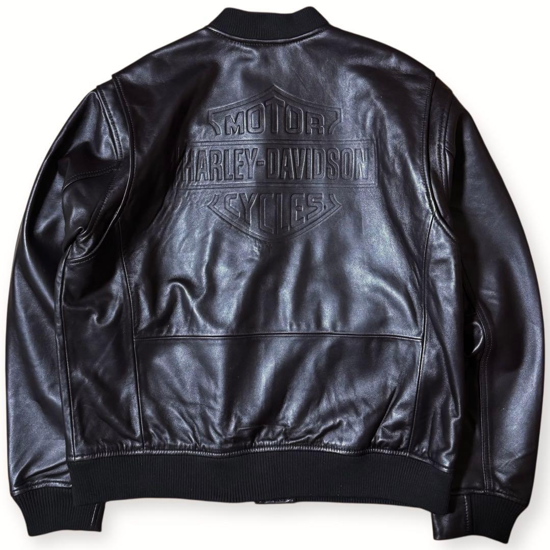 タグ付 純正 HARLEY DAVIDSON 羊革 レザージャケット 黒 L