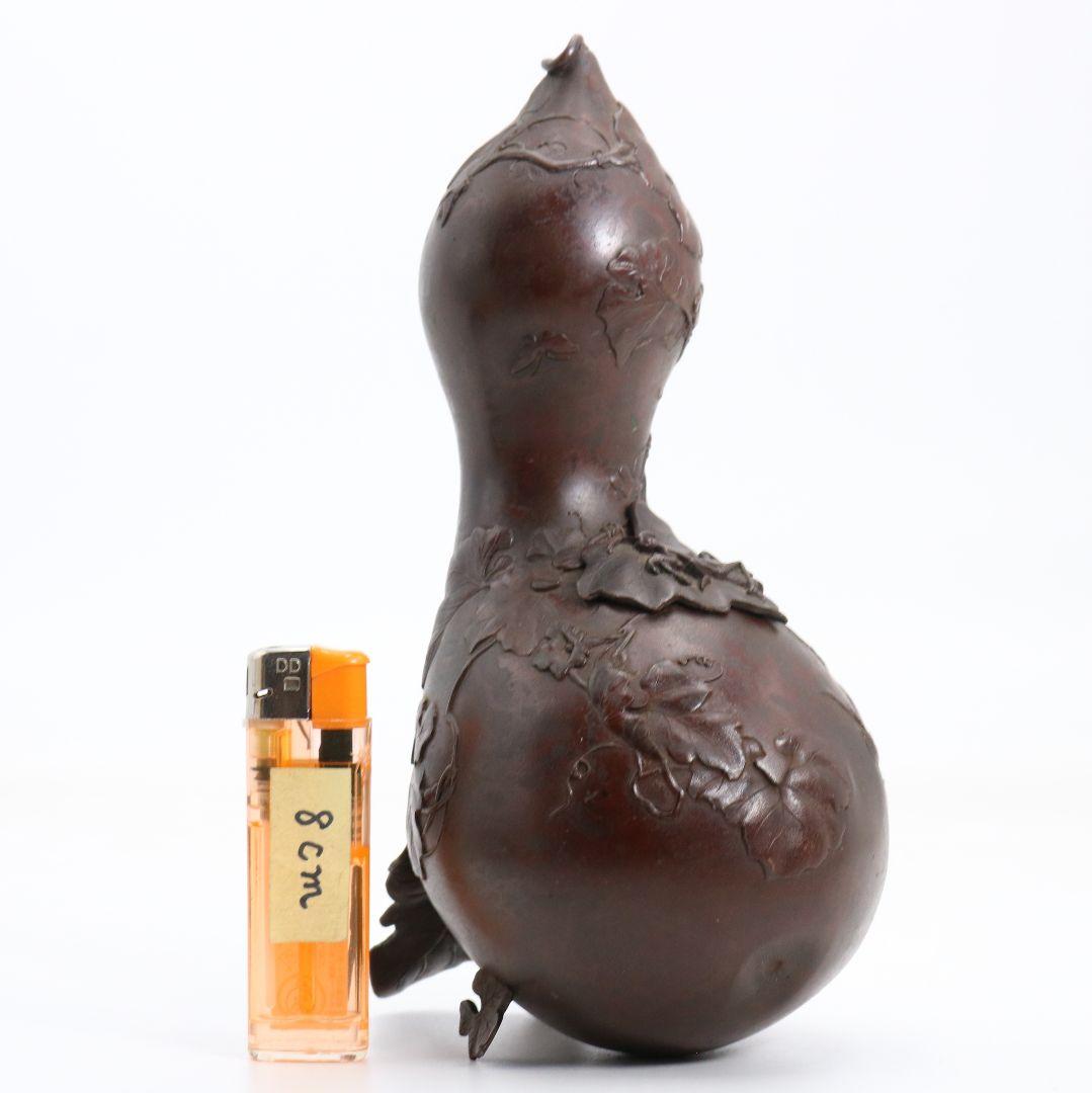 鋳師 金森浄栄作 鋳銅 瓢花入 高岡銅器 共箱　AW827