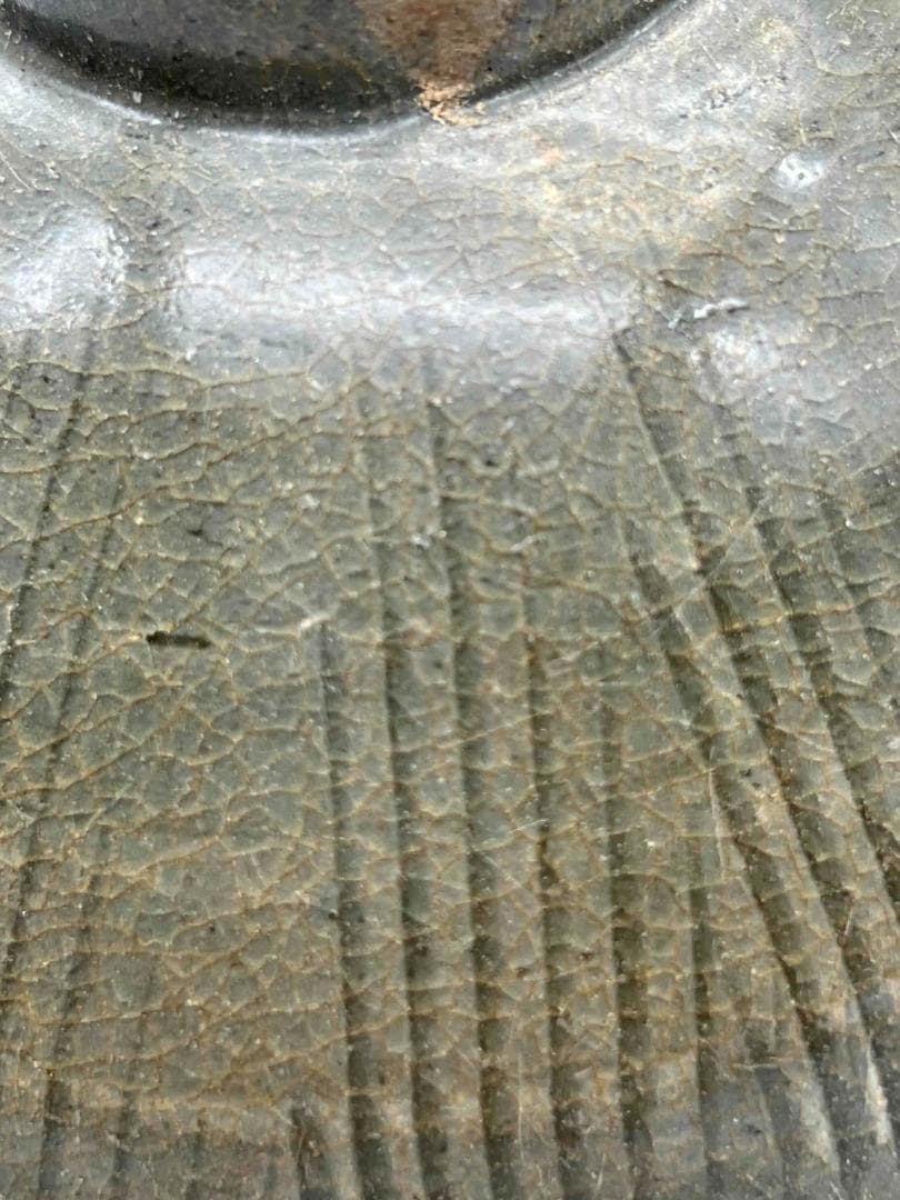 宋時代　青磁　越州窯刻花文碗　茶鉢　越窯 唐物　古賞物　時代物（F117）