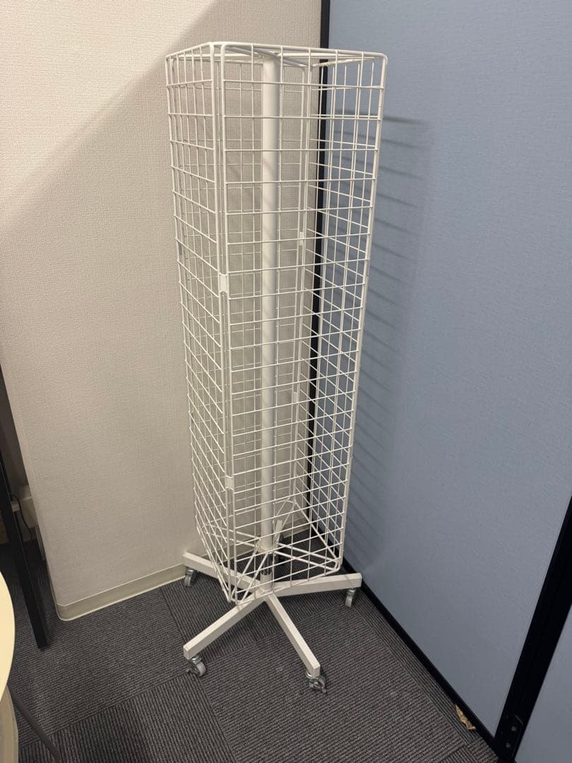 4面回転ネット什器スリム ロングタイプ 白〔ストエキオリジナル〕