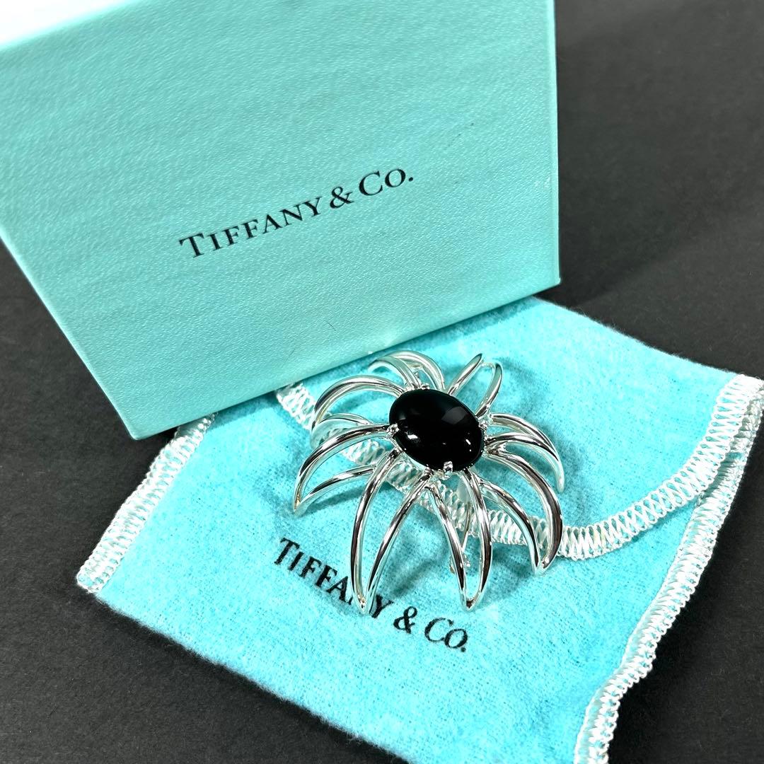 ティファニー ブローチ ファイヤーワークス シルバー925×オニキス 箱付き