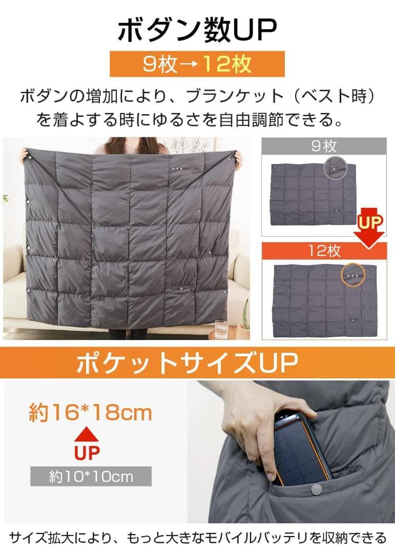USB電気毛布 5WAY対応 モバイルバッテリー付き
