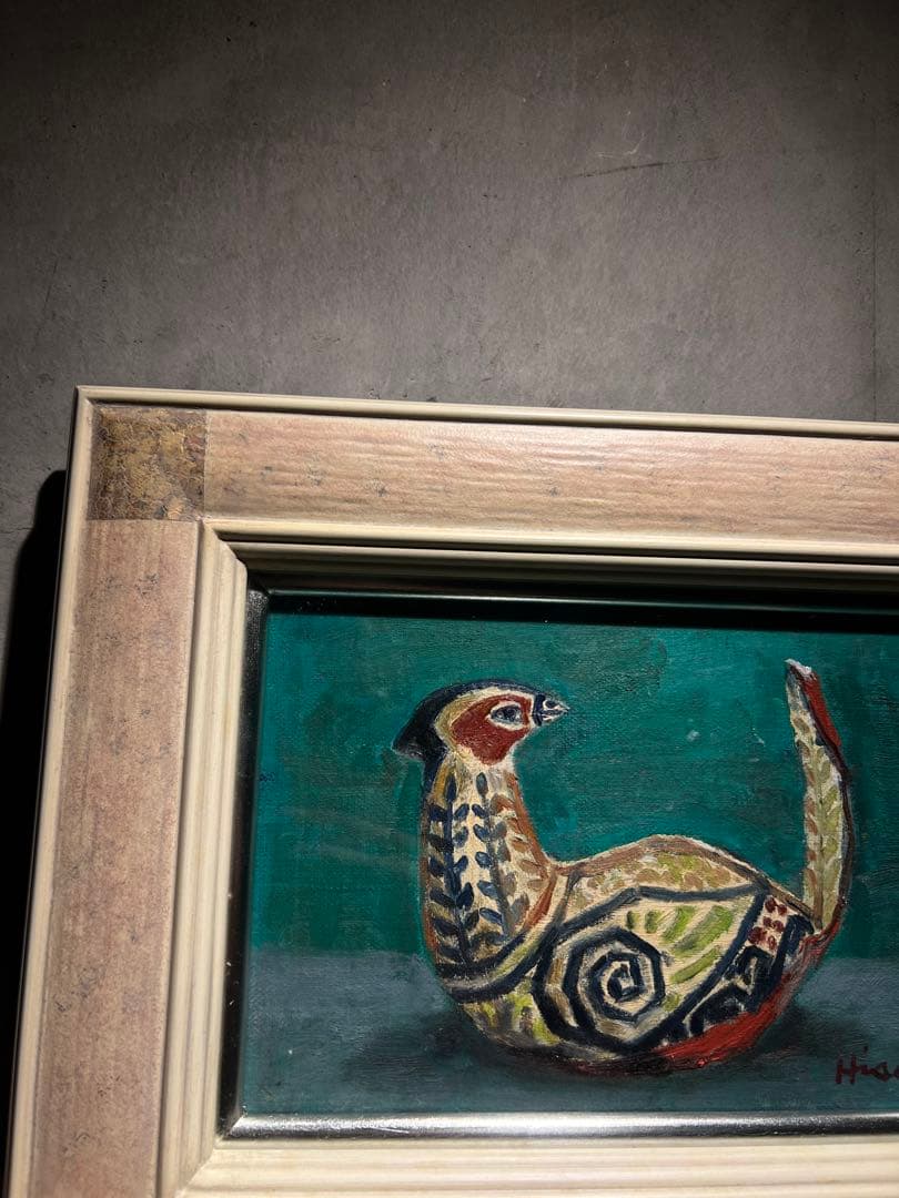 油彩画　作者不明　直筆サインあり