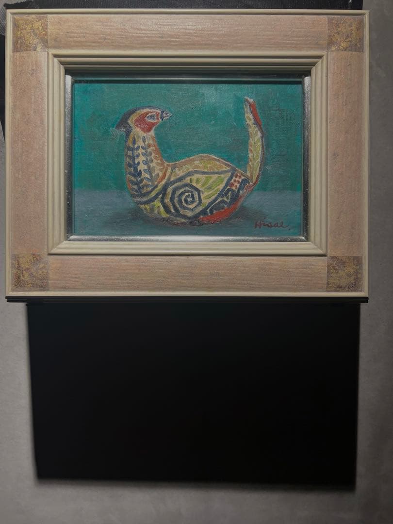 油彩画　作者不明　直筆サインあり