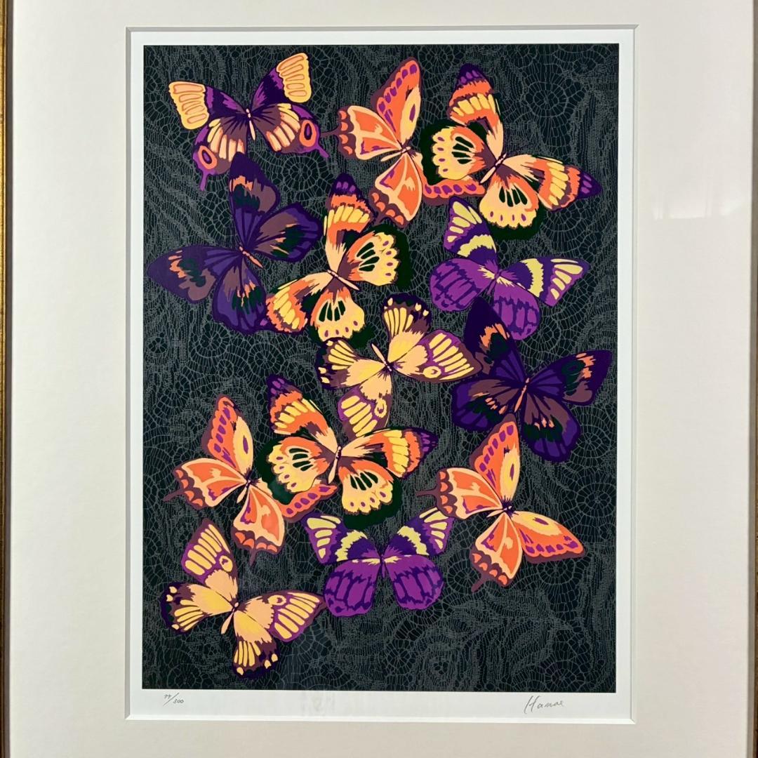 美品 森英恵「蝶シリーズ 飛翔」シルクスクリーン 直筆サイン入り 証明シール有