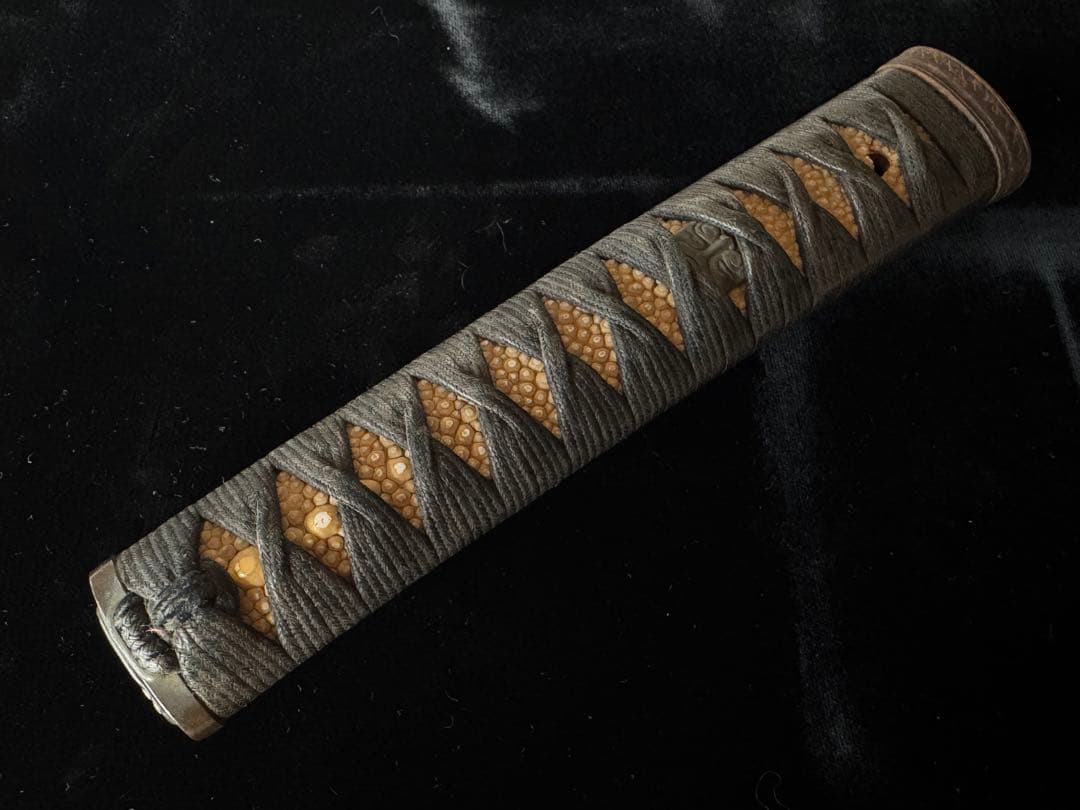 柄前 能面図 柄巻 日本刀 刀装具 骨董 古美術 江戸時代 時代物