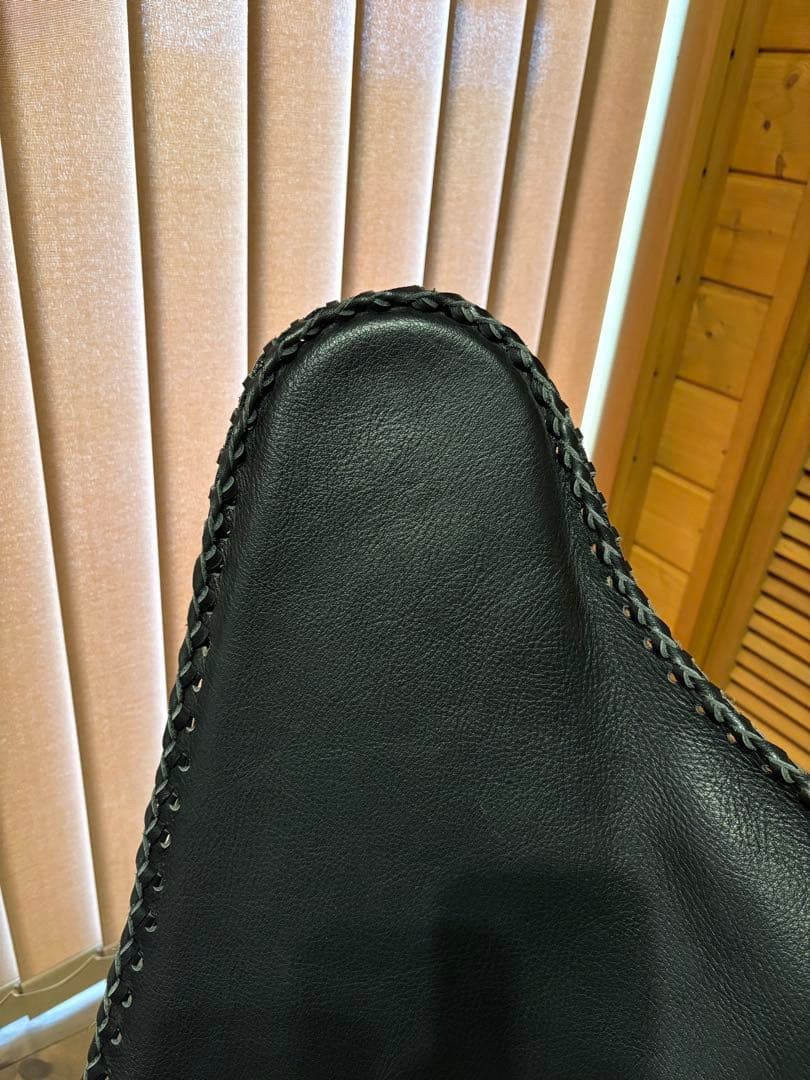 美品 ビカーサ購入 黒レザー バタフライチェア 手縫い 本革