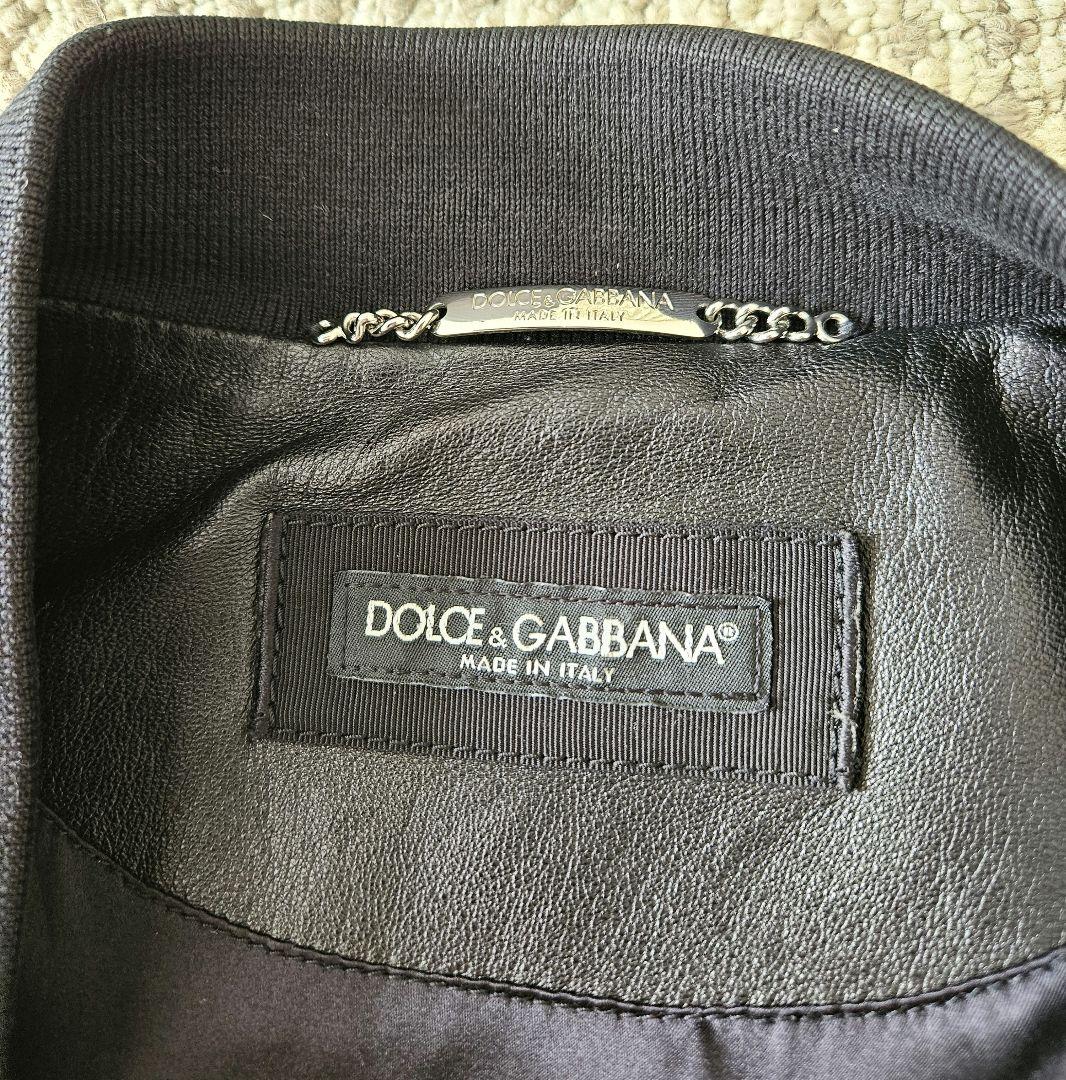 DOLCE&GABBANA ジップアップレザー ボンバージャケット 48