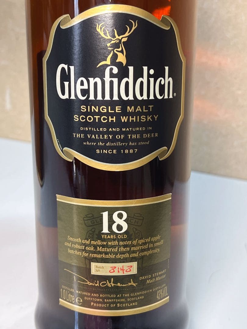 Glenfiddich 18年 シングルモルトウイスキー1.0 Litre未開封