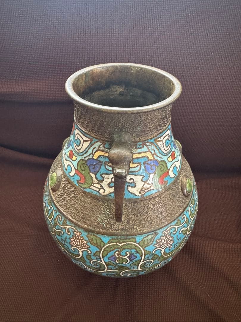 中国古美術　花瓶　古銅製　アンティーク　骨董品