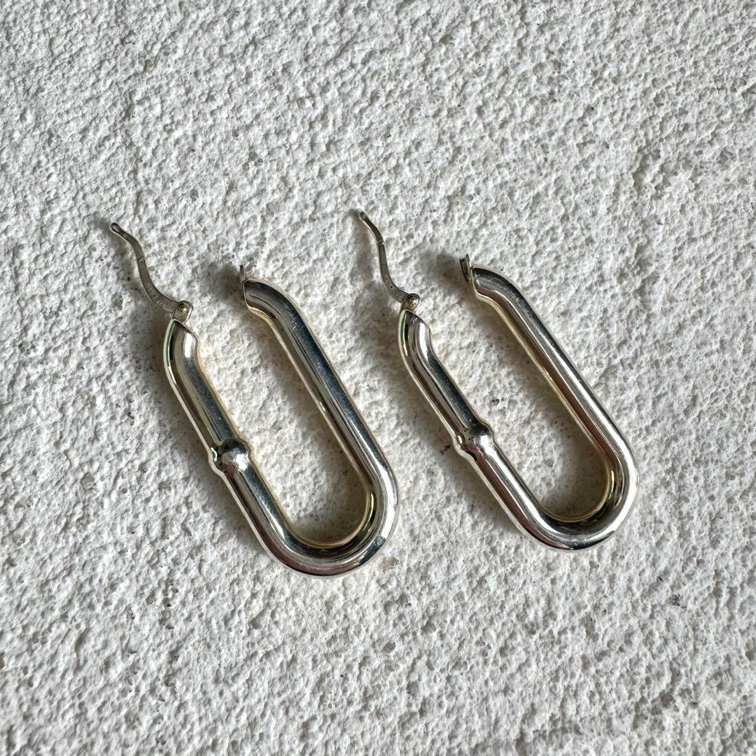 BOTTEGA VENETA ボッテガ チェーン フープ ピアス シルバー