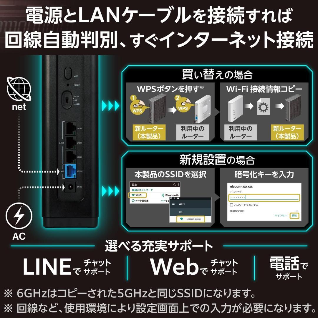 【最新】エレコム WiFiルーター WiFi7 WRC-W703-B 無線LAN
