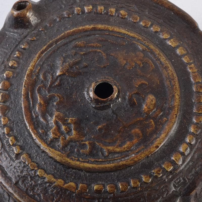 中国　古銅宣徳銅　唐草彫　水滴　時代箱　C　8473