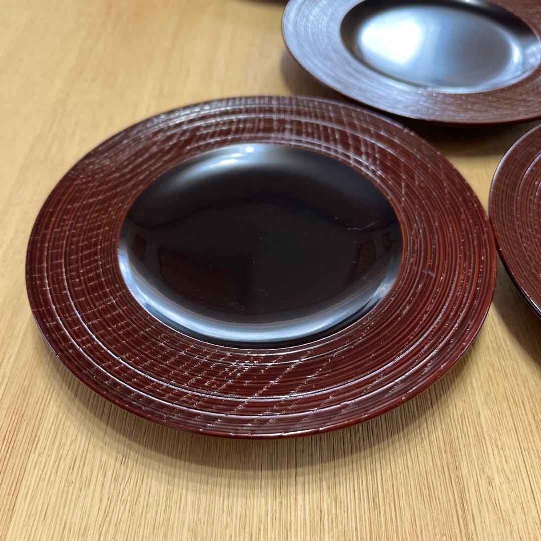 木地漆塗　糸目文　銘々皿　小皿１０枚　茶道具　懐石