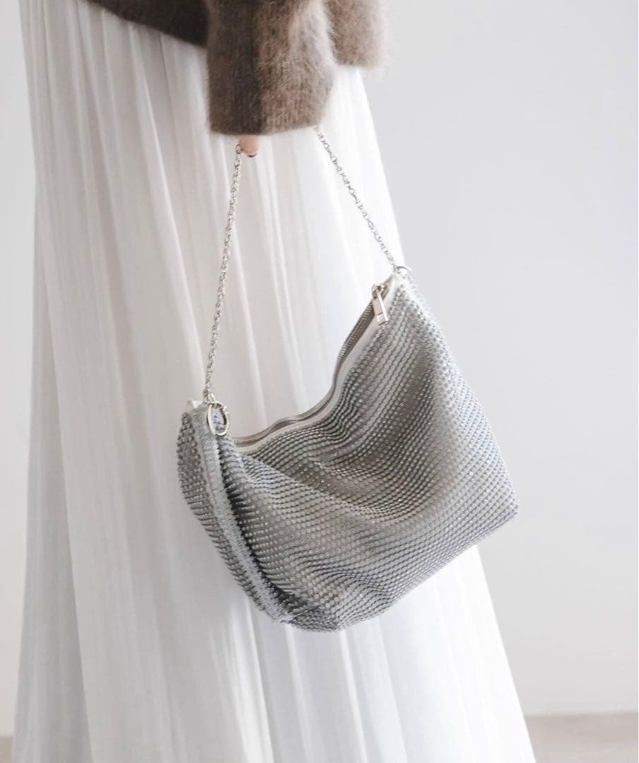 NOBLE 2wayラインストーンバッグ　シルバー