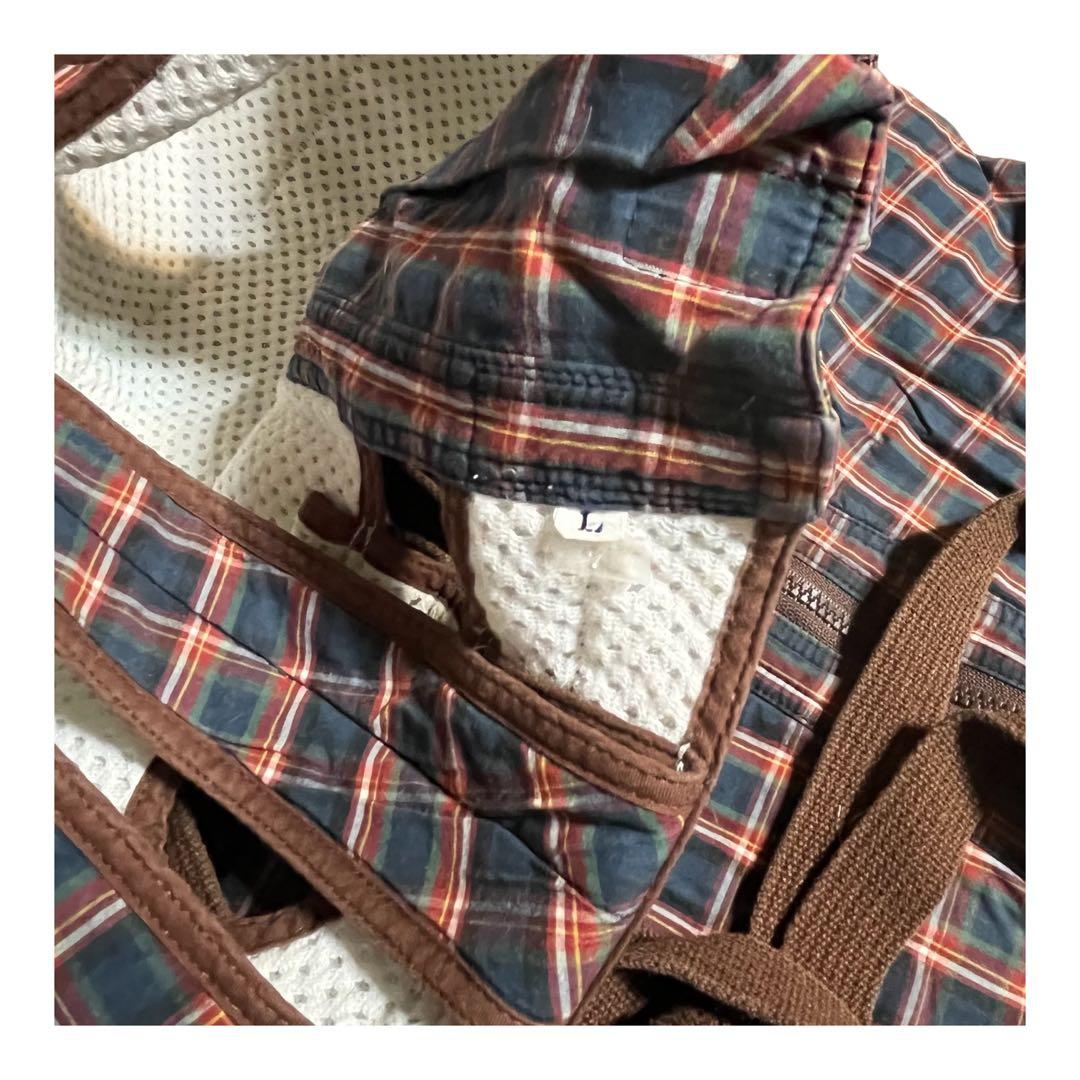 介護用ハーネス 茶色 チェック柄　L