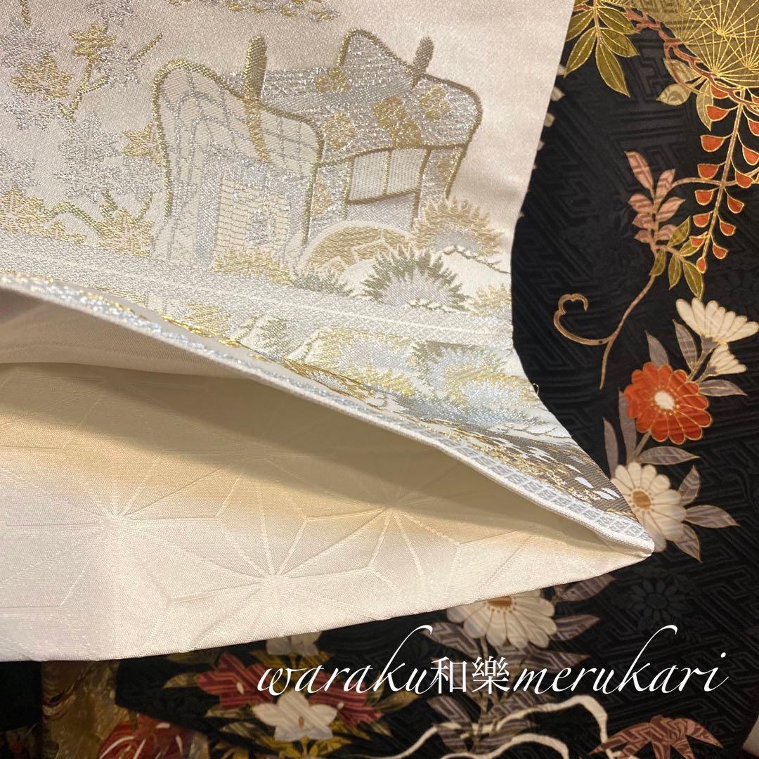 ◾️黒地橘牡丹鶴紋地紋入り正絹◾️金駒金彩加工◾️逸品新品袋帯お仕立て付き◾️フルセット