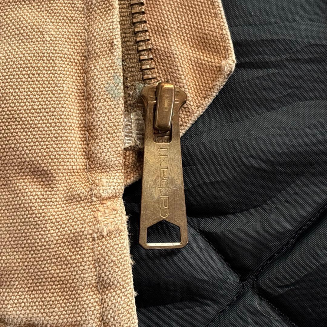 80's■USA製■carhartt 【L】ダックベスト 腰ゴム ベージュ