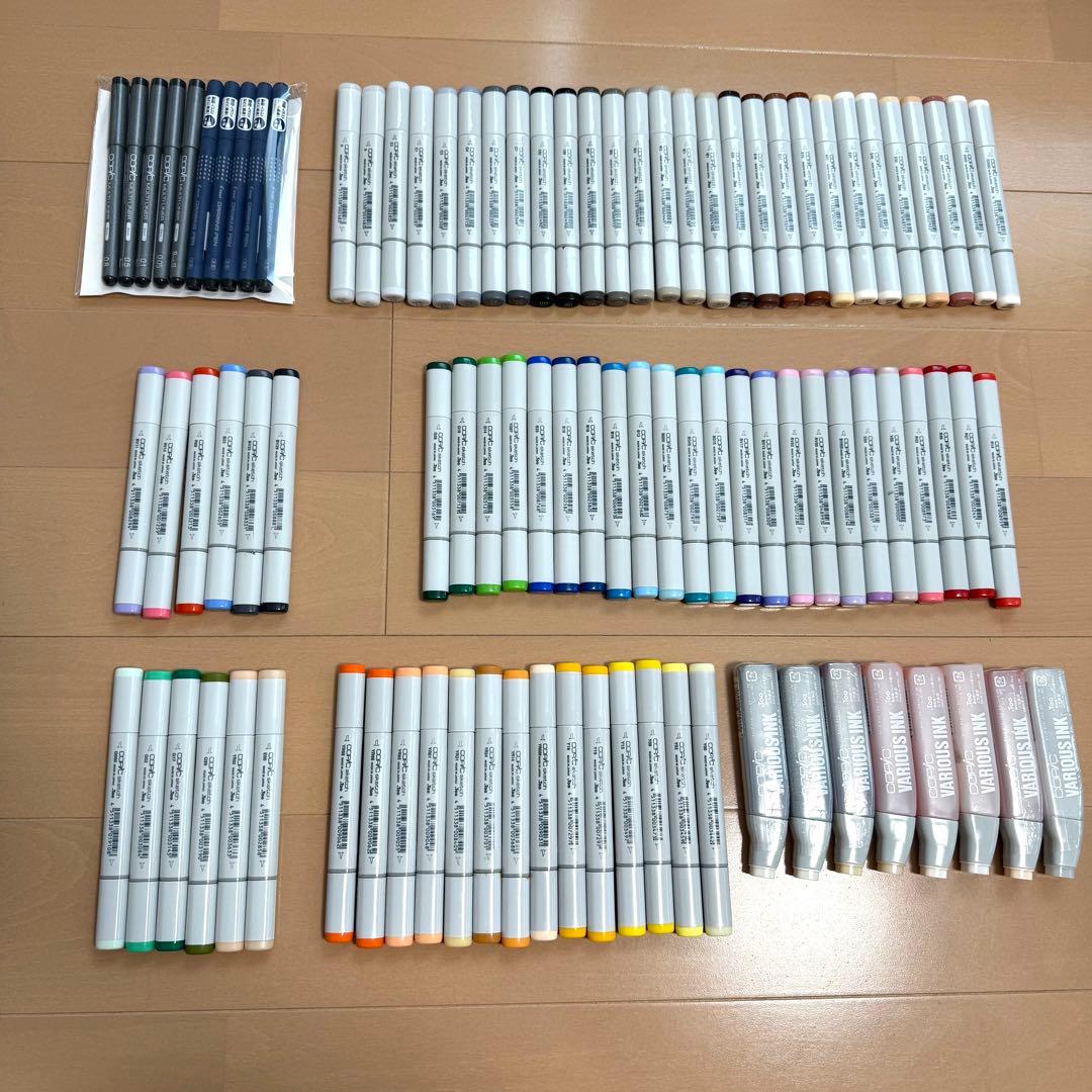 Copic コピック77本 バリオスインク8本 黒ペン10本 まとめ 大量