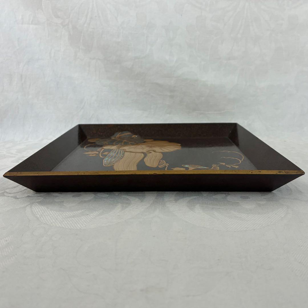 蒔絵 四方盆 へちま 螺鈿 共箱 木製 蒔絵盆 香盆 茶道具 骨董品