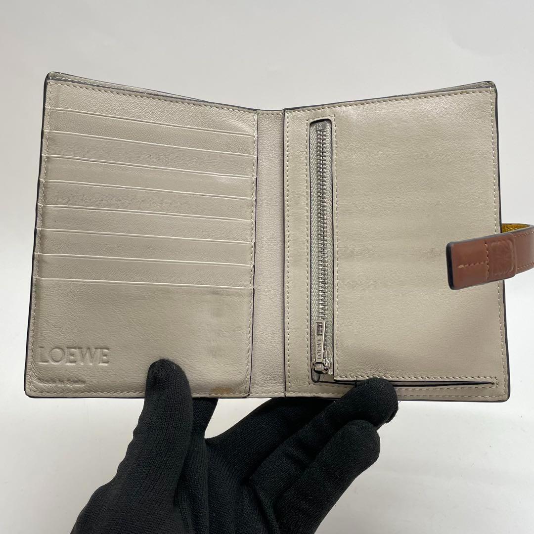 1575 LOEWE ロエベ 折り財布 アナグラム レザー イエロー
