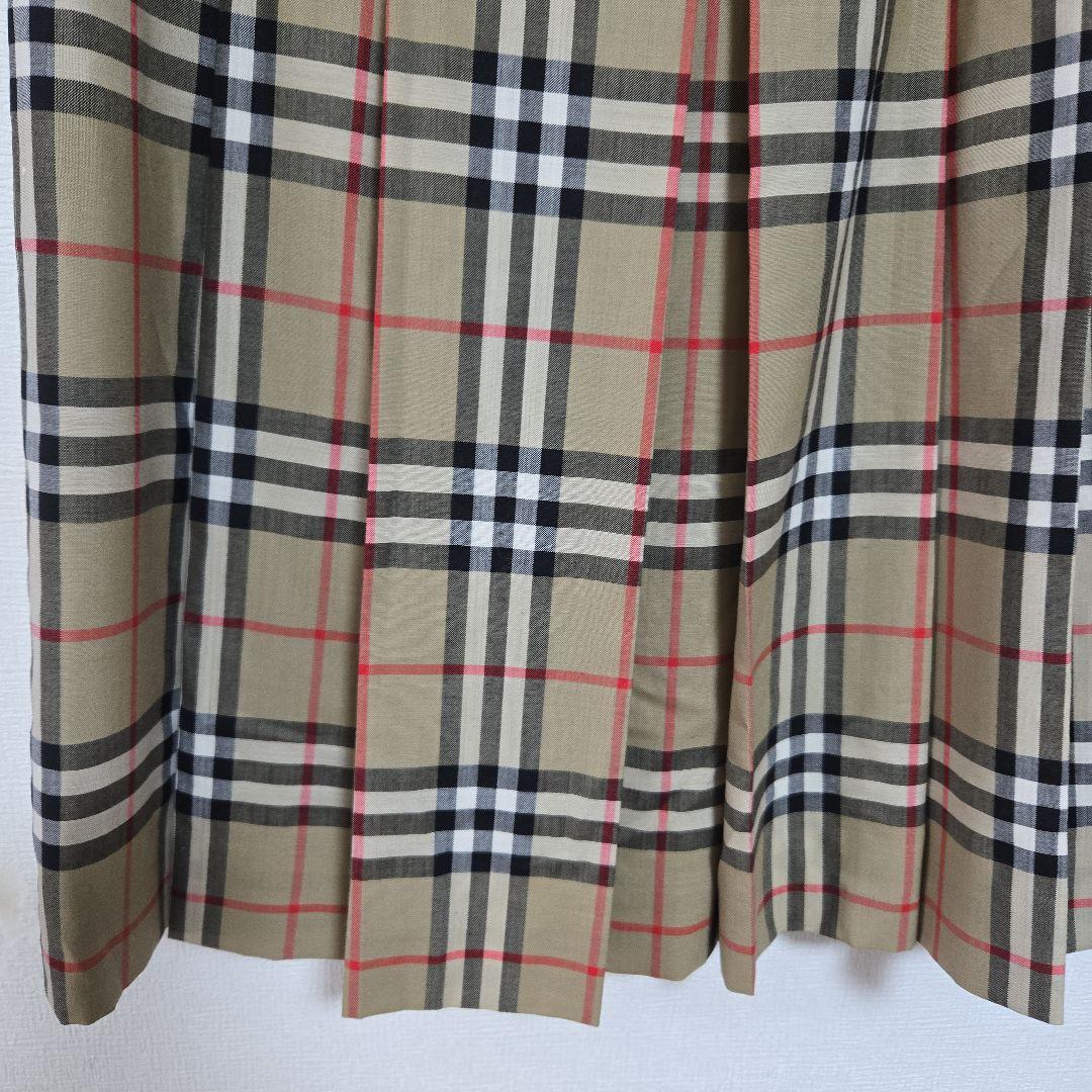 美品 BURBERRYS プリーツ フレア スカート ノバチェック柄 ウール