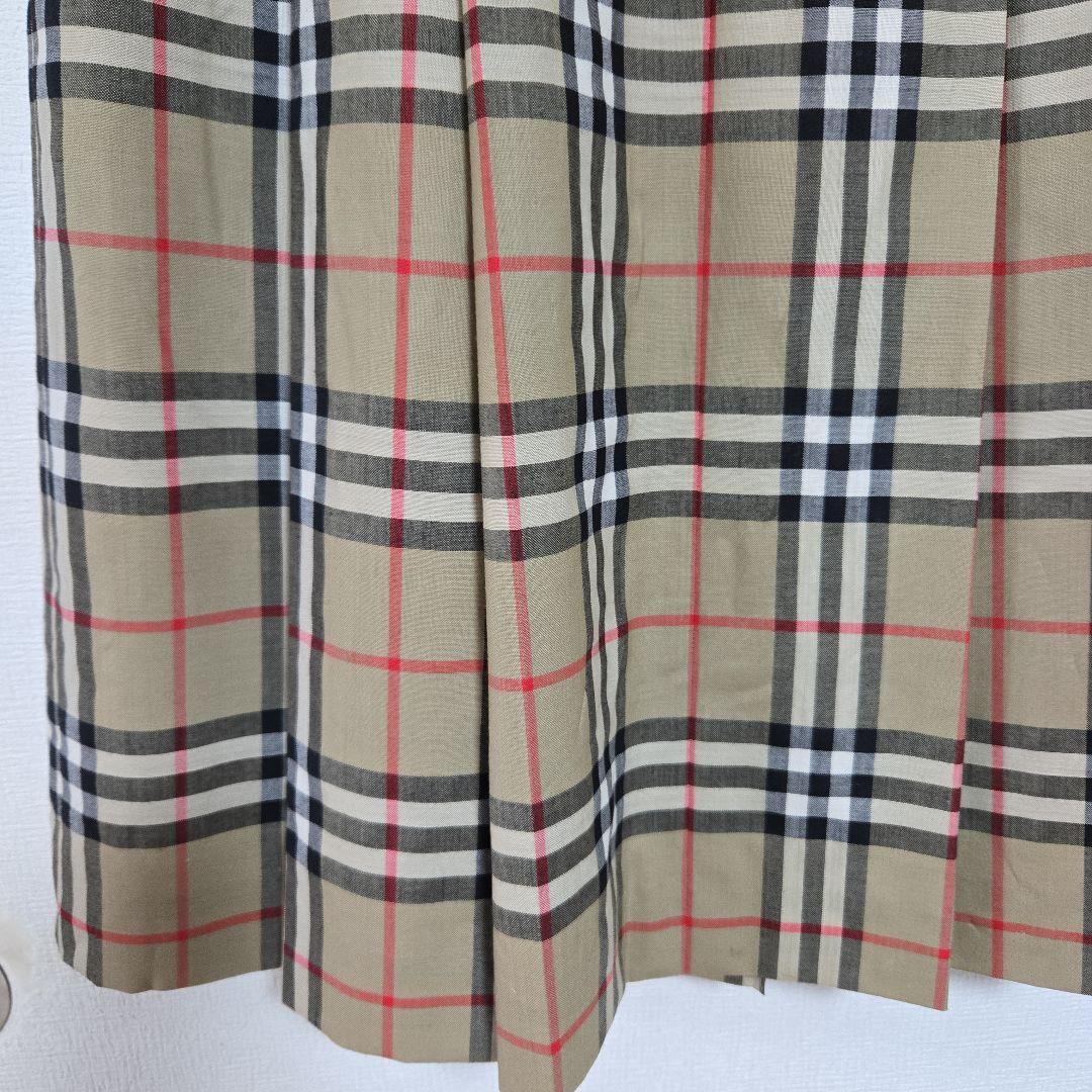 美品 BURBERRYS プリーツ フレア スカート ノバチェック柄 ウール