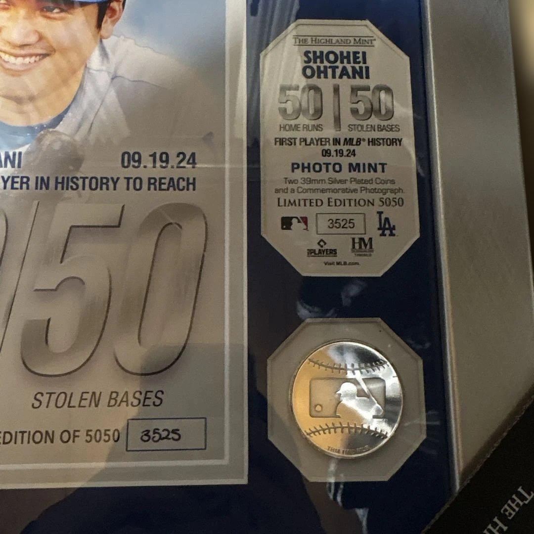 大谷翔平50-50達成記念ダブルフォトミントシリアル番号付き新品