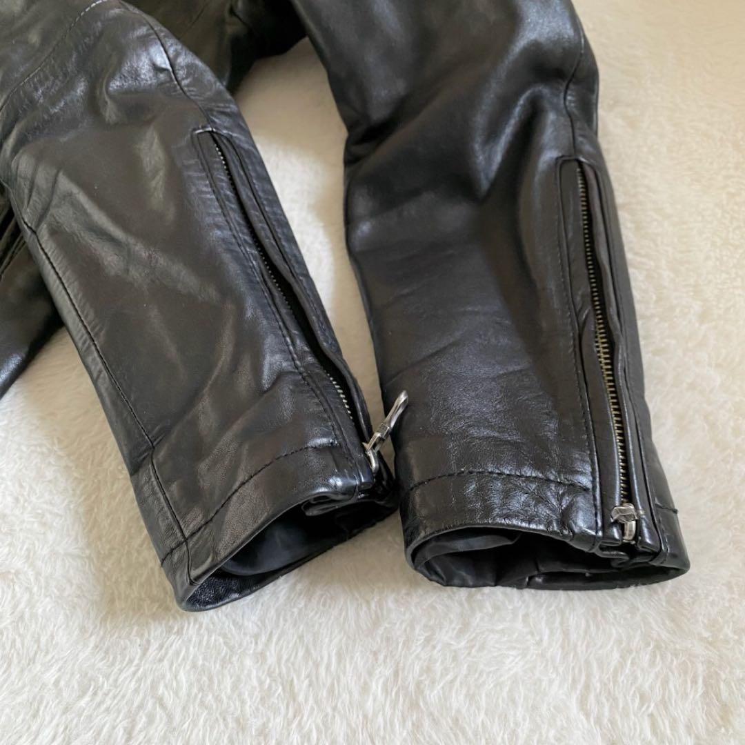 ゴスタールジフーガ 馬革 シングルライダース 総柄 裏地　レザージャケット　黒