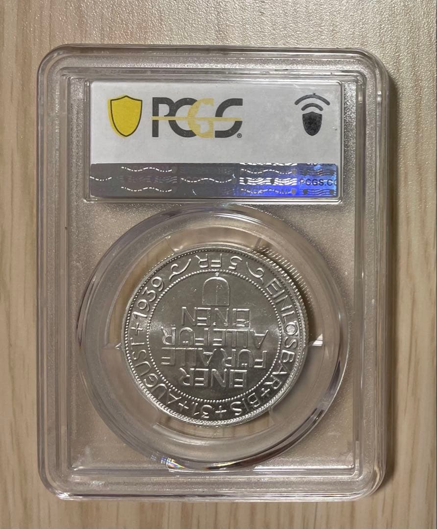 スイス 1939年 射撃祭 5フラン銀貨 PCGS MS66