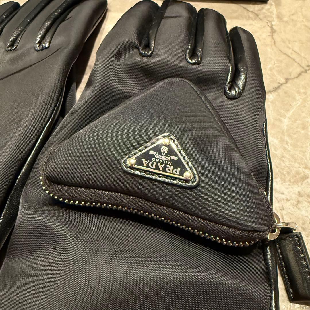 【新品・未使用】PRADA プラダ リナイロン×レザー 手袋 グローブ 8.5