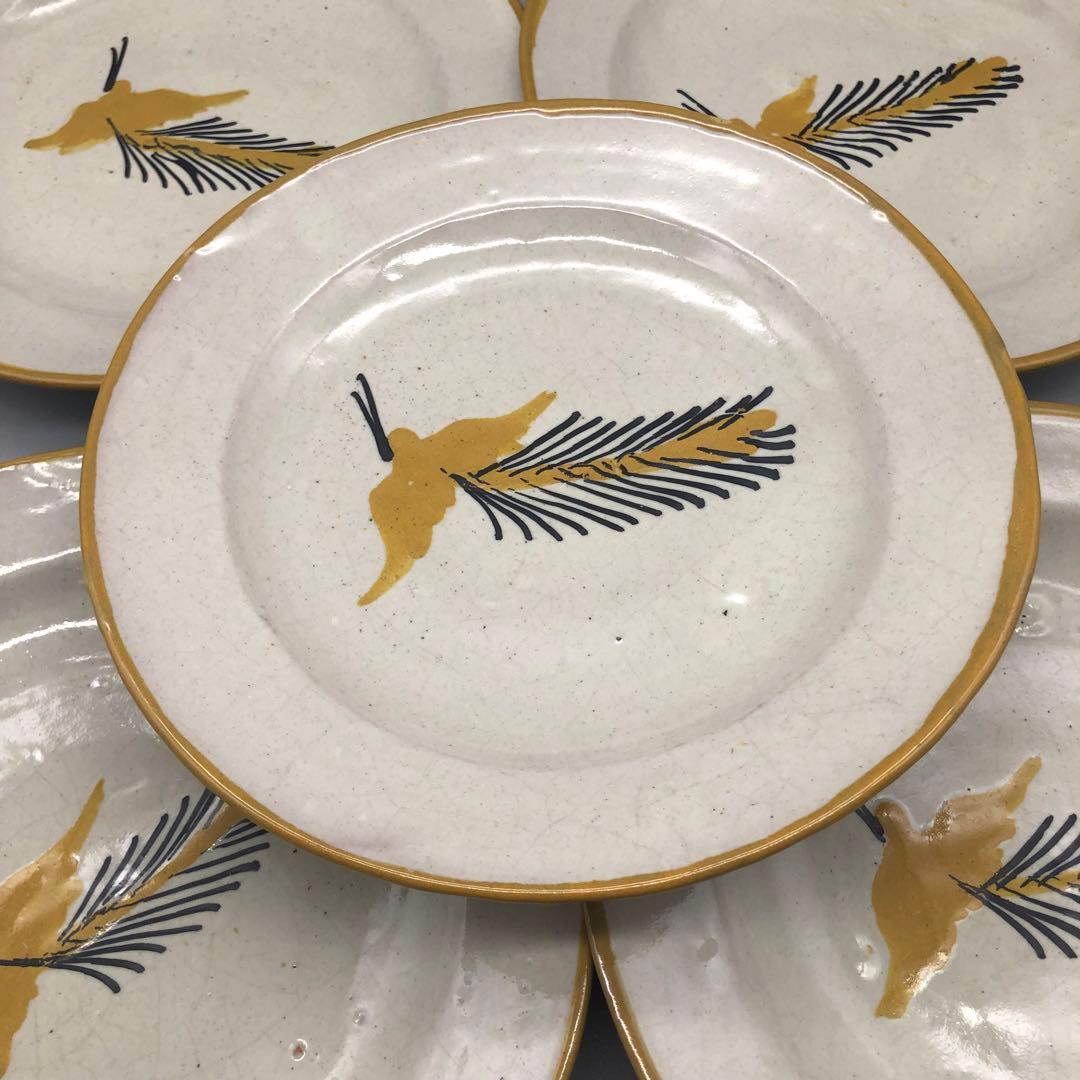 メキシコプエブラタラベラ焼ビンテージ陶器伝統工芸鳥バードお皿プレート24cm5枚