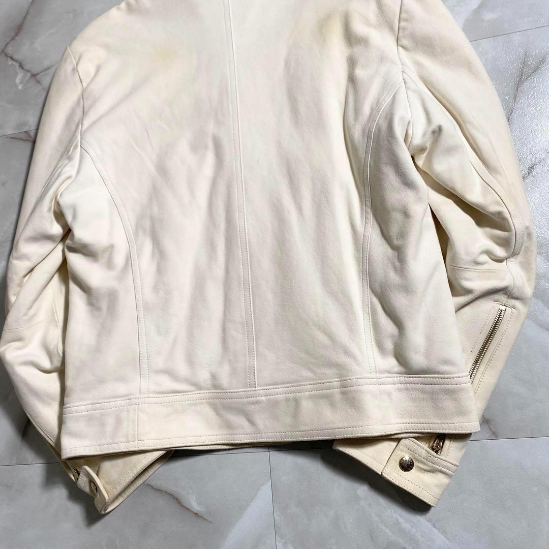 B15938 エンメティ アンドレア ゴートスキン中綿ライダース 白48