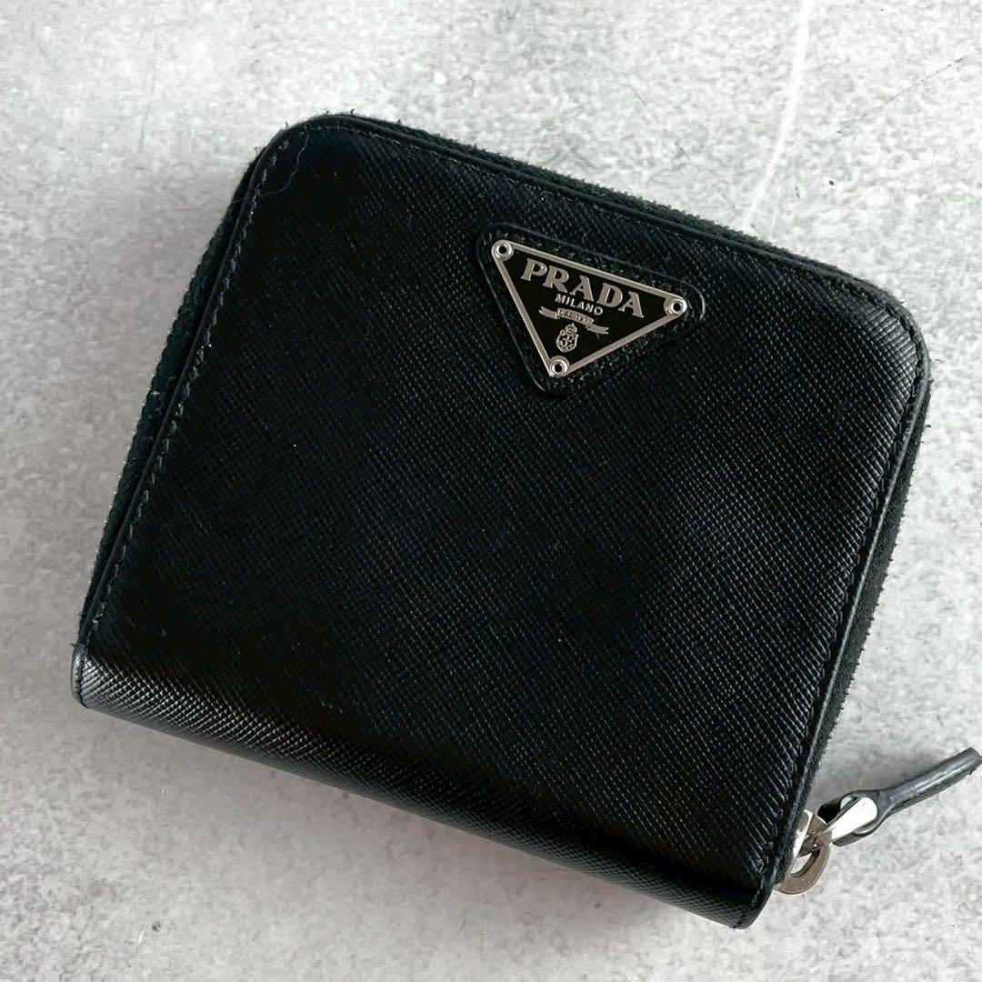 【美品】プラダ ケース 三角ロゴ サフィアーノレザー