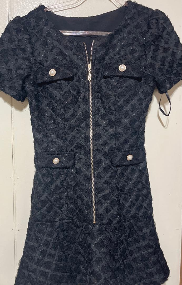 ツイードミニドレス ブラック