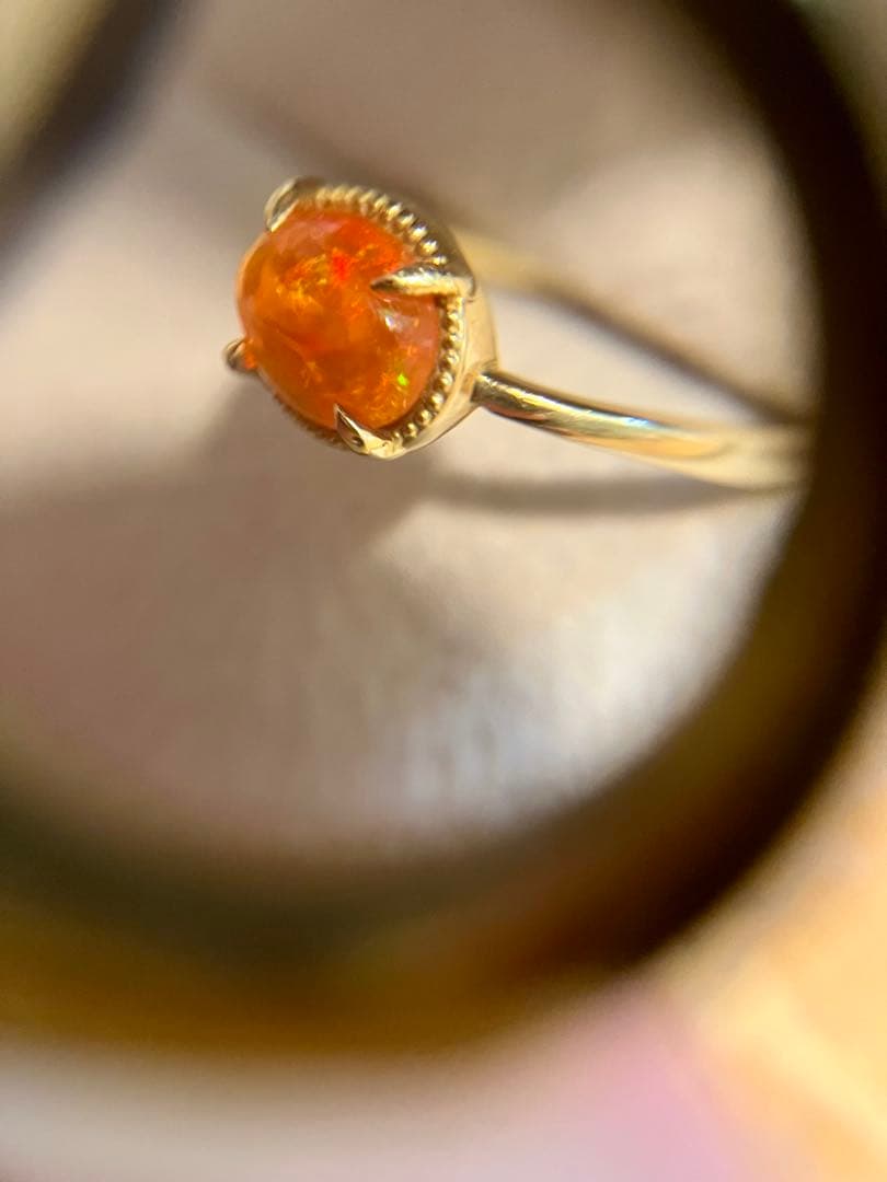 無*き様 K18＊ルシェル＊燃えるようなファイアーオパールリングてす