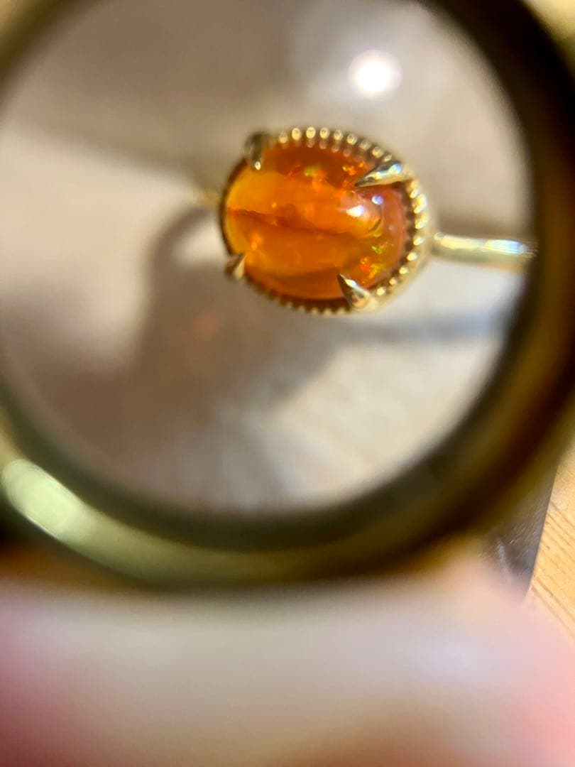 無*き様 K18＊ルシェル＊燃えるようなファイアーオパールリングてす