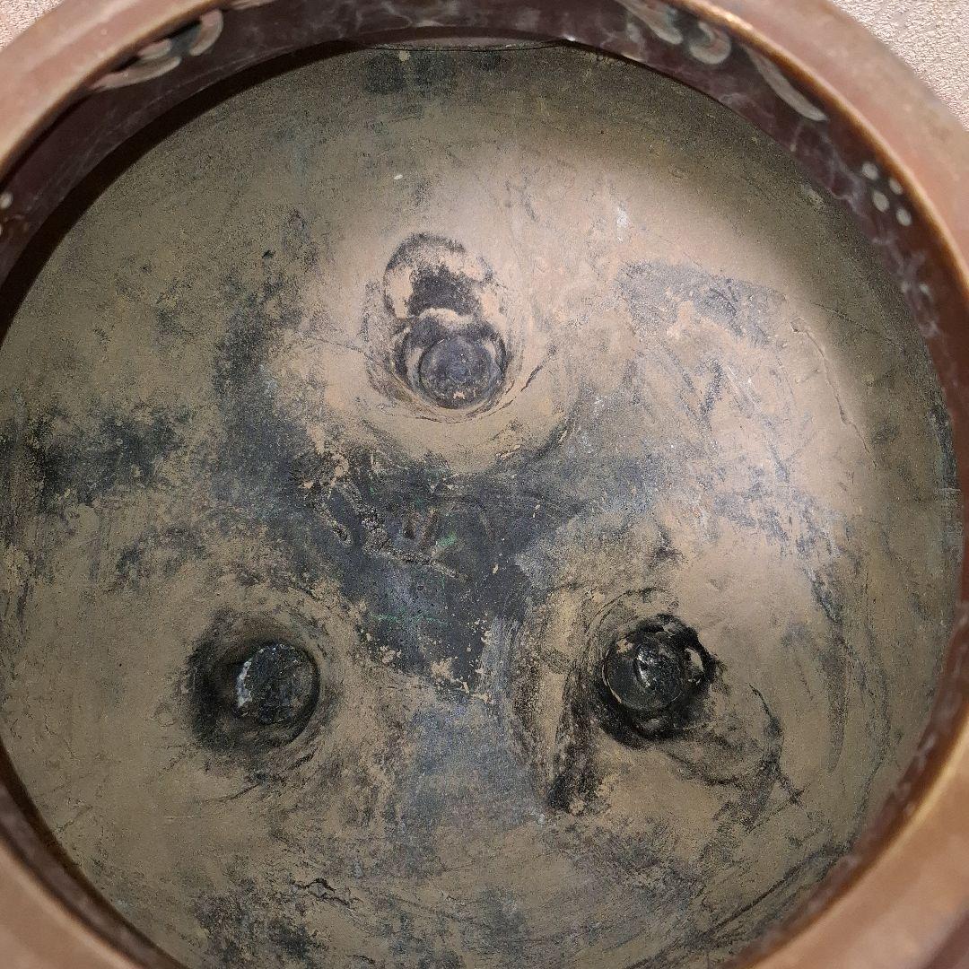 茶道具 鬼面風炉 唐銅 丸釜　箱なし