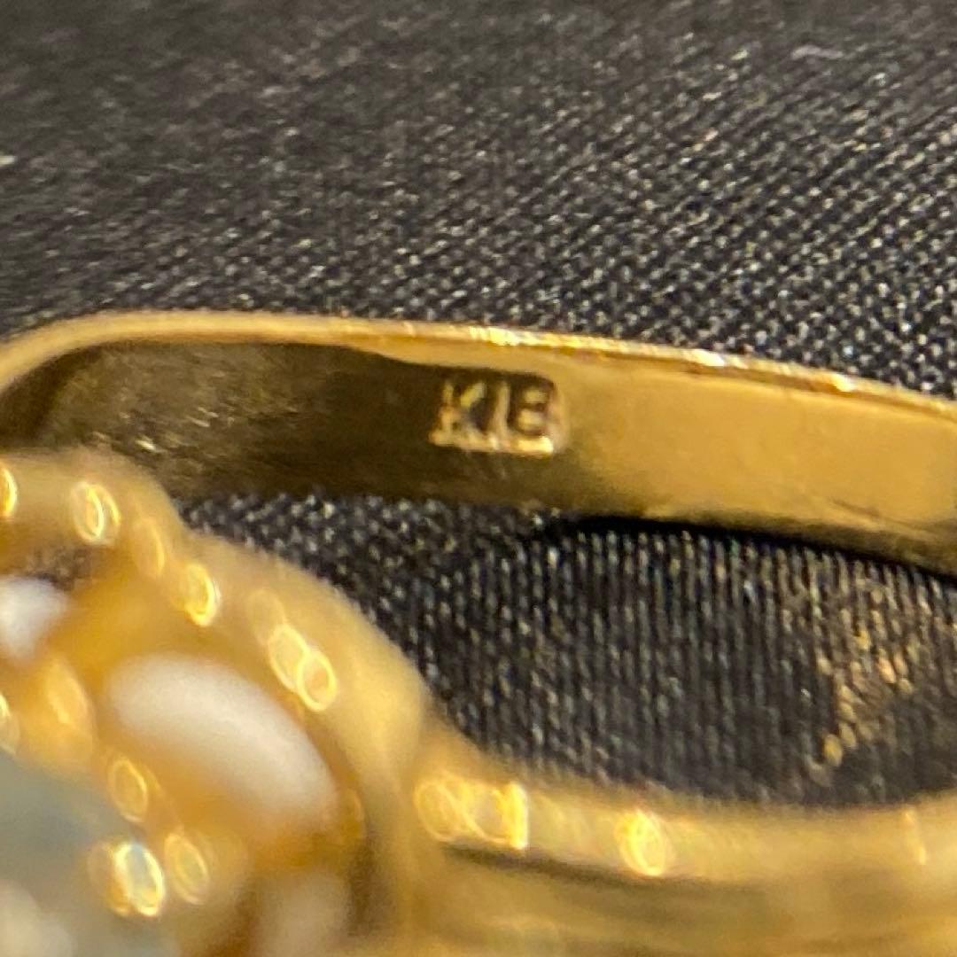 K18 アクアマリン リングハートモチーフ