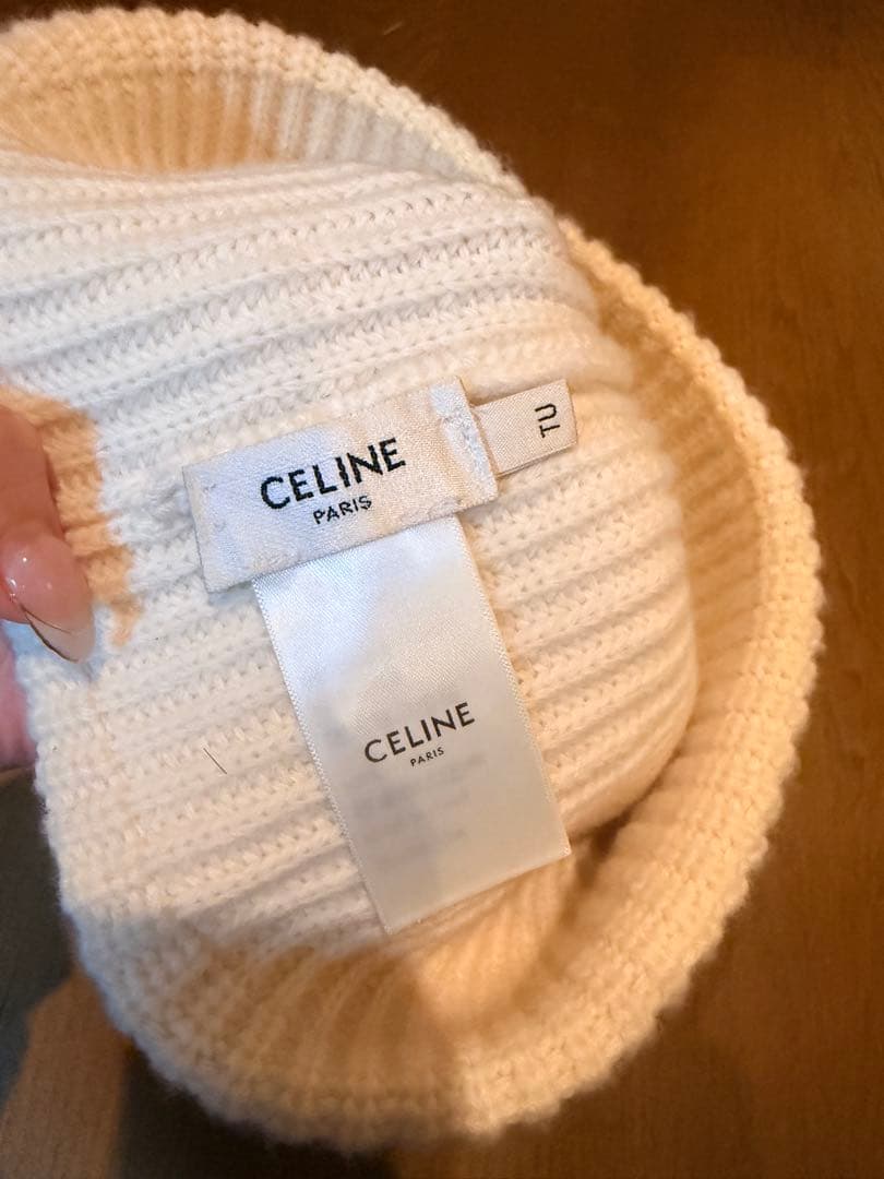 CELINE ニット帽 オフホワイト