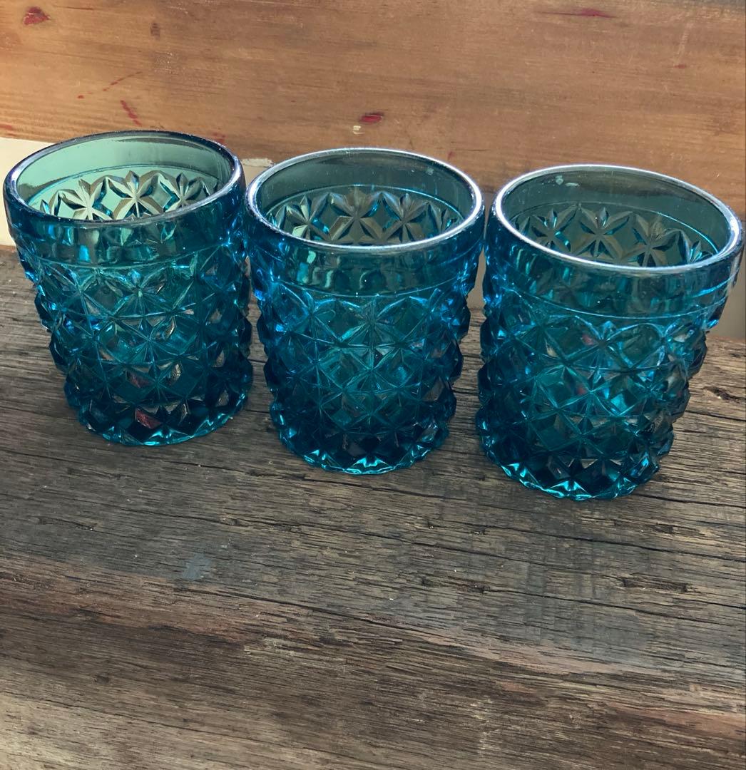 アンティーク ビンテージ 切子 カットガラス グラス 3個セット