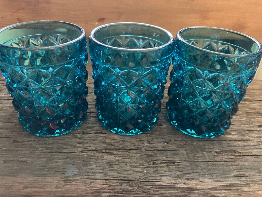 アンティーク ビンテージ 切子 カットガラス グラス 3個セット