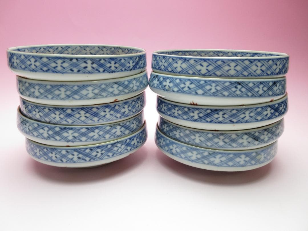 大聖寺伊万里 金彩 色絵 小皿 10客 古伊万里 時代 70707