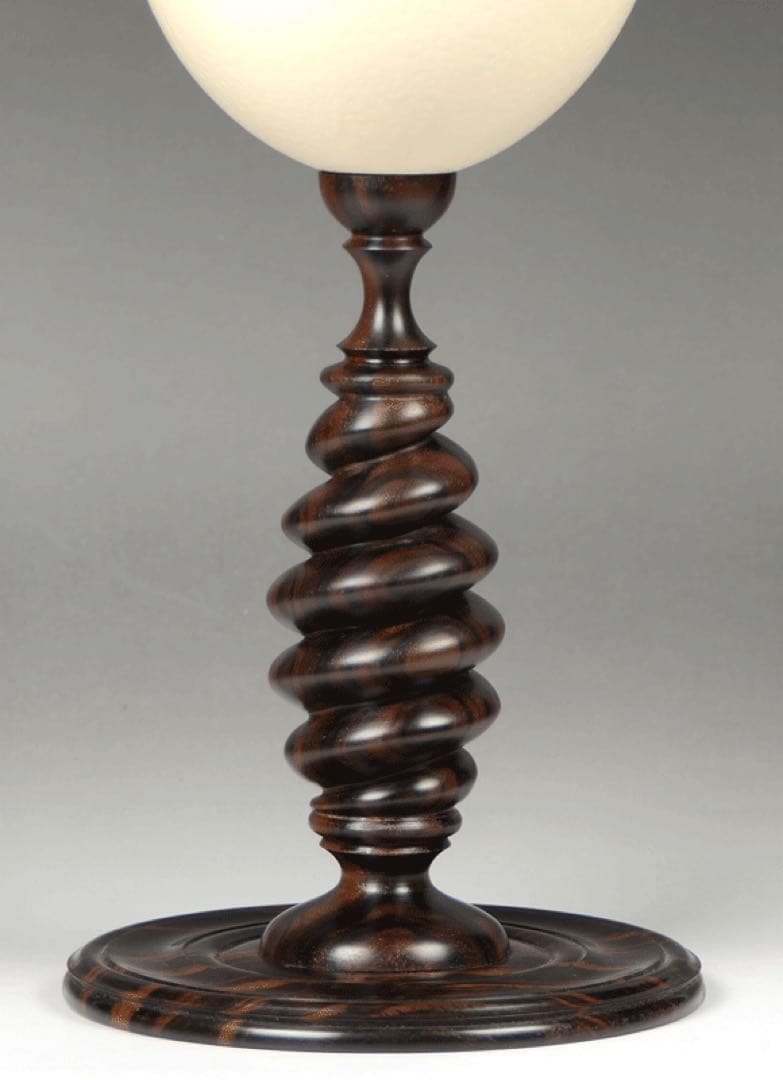 【オストリッチ・エッグ飾り】 黒檀製スタンド　理科系　ダークアカデミア