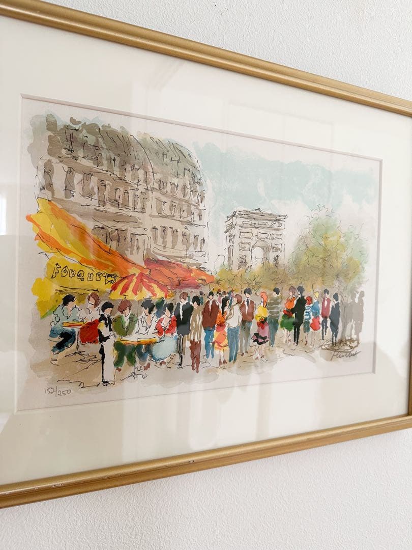 絵画　サイン有 リトグラフ 　パリ　 ウルバン