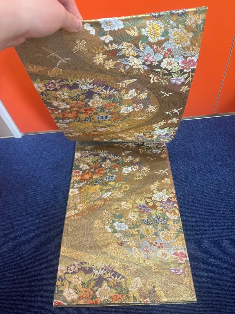 2698袋帯 古代彫金紋 西陣織 金糸　高級上質上品　約440cm 未使用